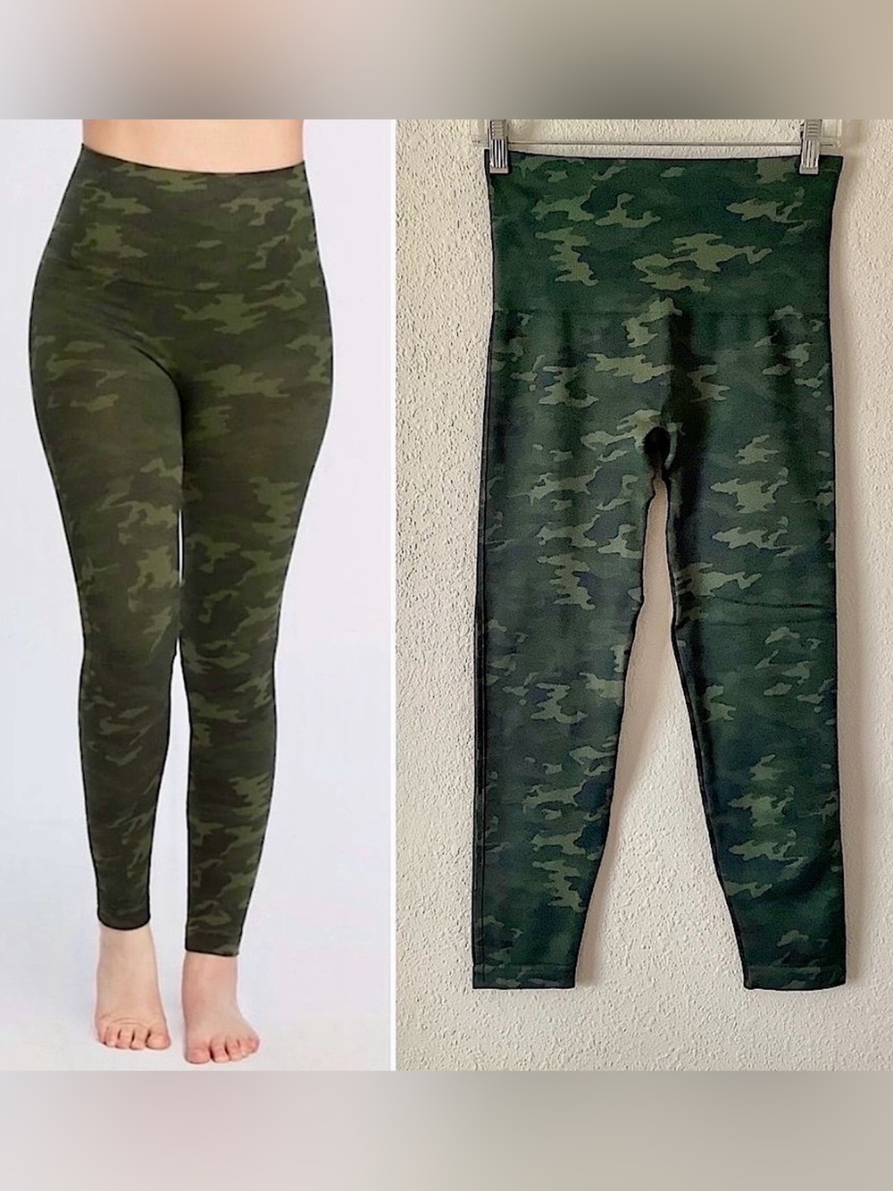 SPANX Camo Seamless Leggings Look at Me Now Slimming Smoothing Casual Green L
